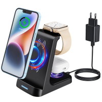 Безжично зарядно 3 в 1, 18W,за iPhone и Samsung с Apple Watch и Airpod, снимка 5 - Безжични зарядни - 44681866