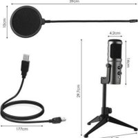 Комплект USB микрофон Кондензаторен комплект игрални микрофони със статив , снимка 3 - Микрофони - 40594985