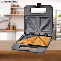 Тостер-сандвич Esperanza EKT010 Parmigiano, 1000W, триъгълник, Черен, 2 ГОДИНИ ГАРАНЦИЯ, снимка 1 - Тостери - 44287907