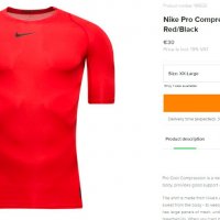 Nike Pro Compression - University Red-Black, снимка 10 - Тениски - 32181354