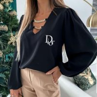 Дамска риза с бродирано лого Christian Dior - 2 цвята, снимка 5 - Ризи - 44470682