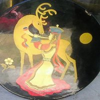 Дървена монголска чиния за стена сувенир, снимка 1 - Други ценни предмети - 36958606