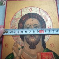 Стара ръчно рисувана икона в отлично състояние Исус Христос, снимка 7 - Колекции - 33854348