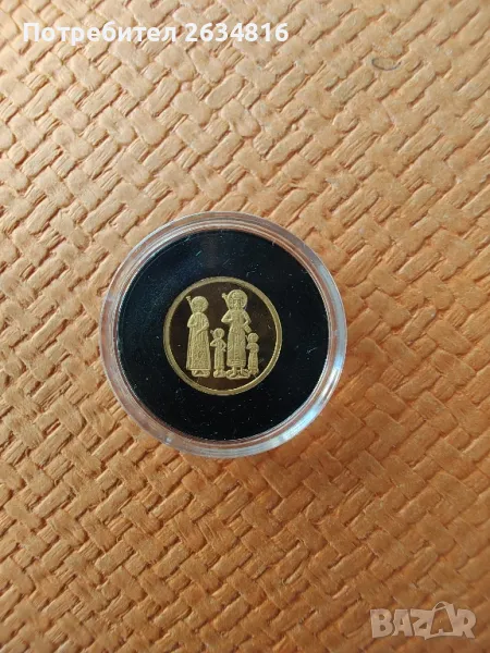 Златна монета " Четвероевангелие " 1998 г. 1,55 гр., снимка 1