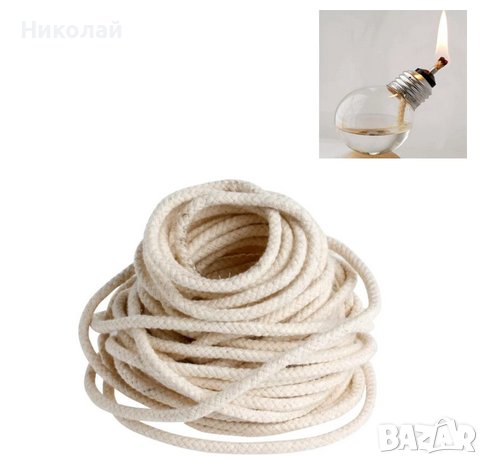 Дебел фитил за свещи 4 мм. Памучен фитил за свещи и газови лампи 4 мм - 5 м., снимка 1