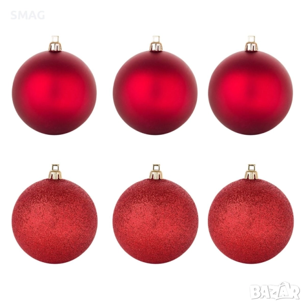 Комплект коледни топки червени матови с брокат 3 см 20 бр._1034554, снимка 1