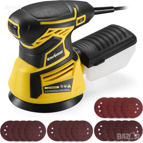 Орбитален шлайф Enventor, 350 W, 6000-13000 RPM, 6 скорости, с кутия за събиране на прах, 125 мм, снимка 1