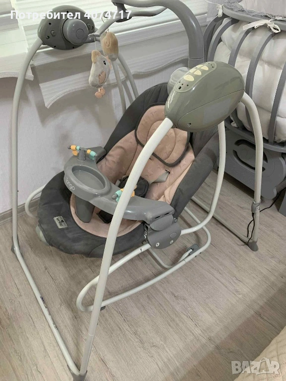 Бебешка люлка Lorelli - Tango, Grey Trees електрическа бебешка люлка, снимка 1