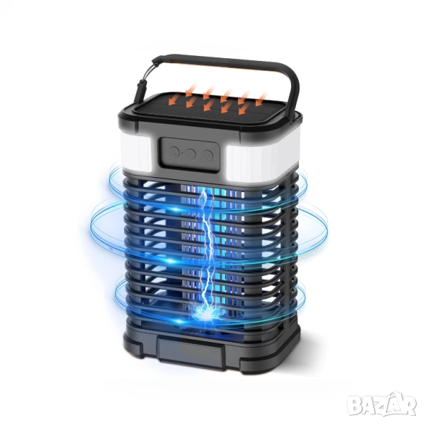 Соларна UV лампа против насекоми 4000mAh 4200V преносима 2в1 UV и LED лампа, снимка 1