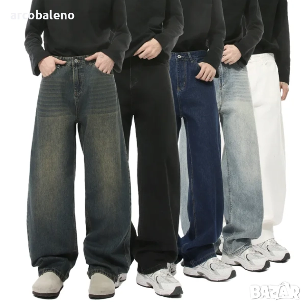 Мъжки изпрани широки дънки, 5цвята , снимка 1