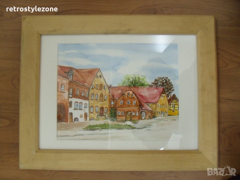 № 5827 стара картина с рамка   - акварел - картон, снимка 1