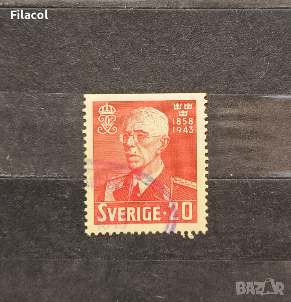 Швеция 1943 г.85 г. от рождението на крал Густав V, снимка 1