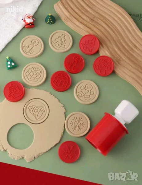 Голям Коледен печат с 6 печати сменящи форми за бисквитки фондан украса , снимка 1