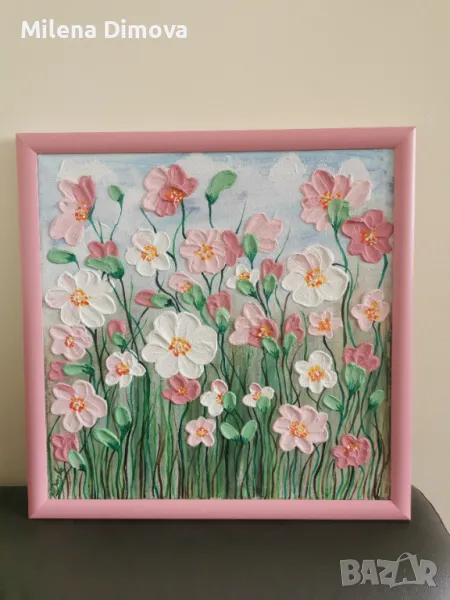 Картина с акварелни бои и структурна паста , снимка 1