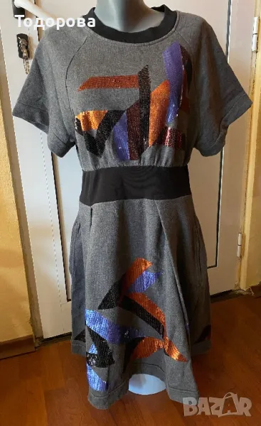 Рокля Justcavalli сива с пайети, снимка 1