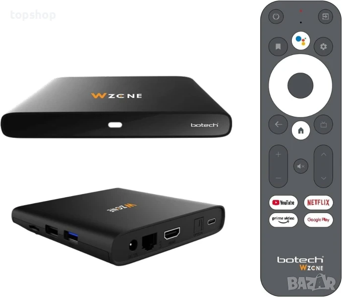 TV Box, Botech Wzone 4K, Android TV/ Андроид ТВ 12, Netflix, НОВ, снимка 1