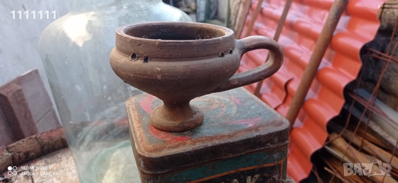 100 годишно рибарско глинено кандило, снимка 1