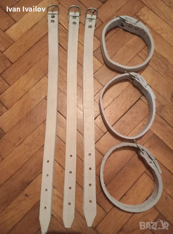 ест. кожа каишки от бял бланк , снимка 1