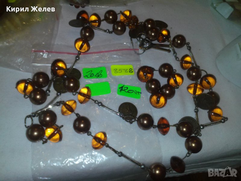 СТАРО КАТАЛИНЕНО с БРОНЗОВИ ПАРИЧКИ РЕТРО КОЛИЕ 8588, снимка 1