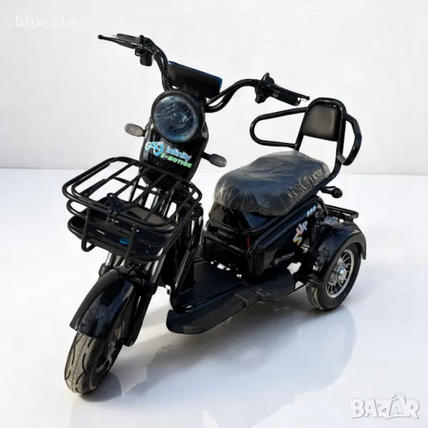 Двуместна електрическа триколка blueElectric Pudding 1800W | 48V | 23Ah | BLACK, снимка 1