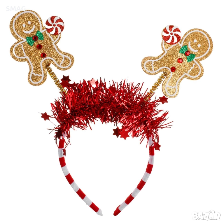 Коледна диадема райе Gingerbread със златен брокат_1255088, снимка 1