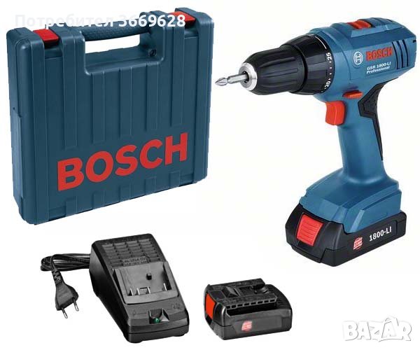 Акумулаторен винтоверт BOSCH GSR 1800-LI, снимка 1