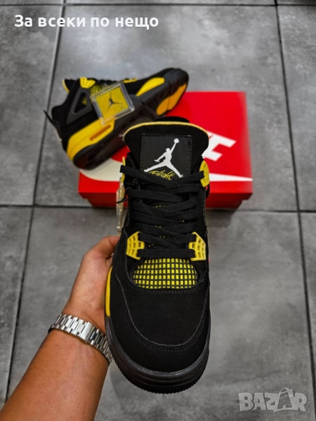 Air Jordan 4 Retro “Black/Yellow” Мъжки Маратонки С Кутия👟Мъжки Спортни Обувки Код SM-89, снимка 1