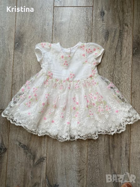 Дантелена бебешка рокля, размер 0/3м. Цена 20лв, снимка 1