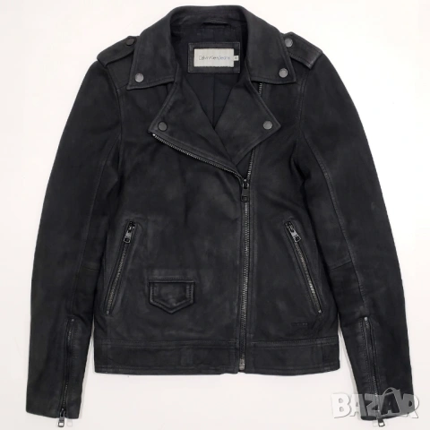 Calvin Klein Оригинално Дамско Кожено Яке Велур Естествена Кожа XS-S