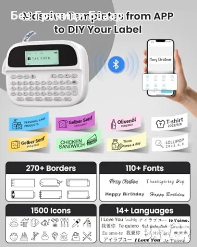 Нов Компактен Phomemo M950 Bluetooth принтер за етикети 12mm с клавиатура, снимка 5 - Принтери, копири, скенери - 47367881