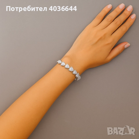 Гривна със сърчица и камъчета, снимка 3 - Гривни - 51443368