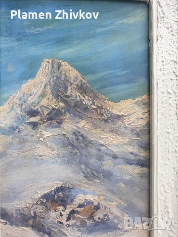 Стара българска картина Планинси пеизаж /масло / , снимка 5 - Картини - 54038259