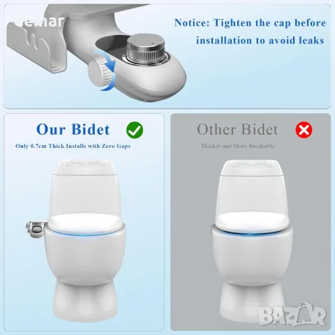 Неелектрическа приставка за тоалетна седалка за биде с контрол на налягането и филтри, снимка 4 - Други стоки за дома - 48852439