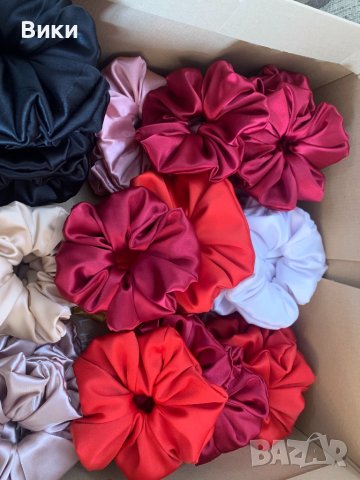 Скрънчета Скрънче Скрънчи за коса ластици за коса сатен, снимка 18 - Аксесоари за коса - 32639504