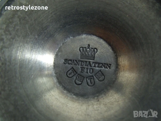 № 8080 стари метални / калаени чаши - SCANDIA TENN F10  - комплект 4 броя   - печат / маркировка   -, снимка 3 - Други ценни предмети - 50553497