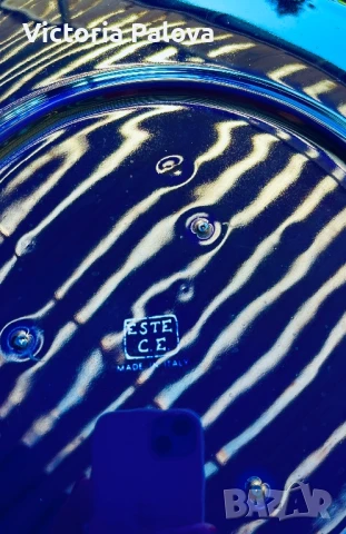 Големи стъклени кобалтови чинии- плата ESTE C.E. Италия, снимка 6 - Антикварни и старинни предмети - 51424239