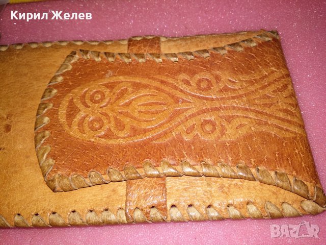 СТАР КОЖЕН КАЛЪФ За ОЧИЛА ЕСТЕСТВЕНА КОЖА КРАСИВА ОРНАМЕНТИКА КАЛЪФЧЕ РЪЧНА МАЙСТОРСКА РАБОТА 42897, снимка 8 - Други ценни предмети - 44222370