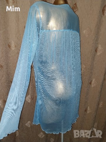 L/XL  Светло синя, прозрачна блуза/ туника/, снимка 2 - Рокли - 42929871