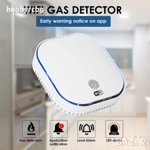 WiFi смарт газ детектор за запалими газове с контрол през мобилно приложение, снимка 2 - Друга електроника - 50738030