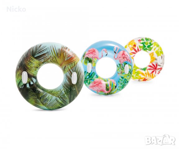 Детски голям надуваем пояс с дръжки INTEX Transparent