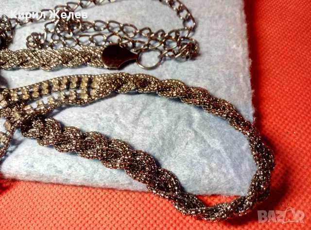 ШАРМАНТНО СРЕБРИСТО ФЕШЪН АРТ ДАМСКО КОЛАНЧЕ с ИСКРЯЩИ КРИСТАЛИ 47369, снимка 5 - Колани - 47336262