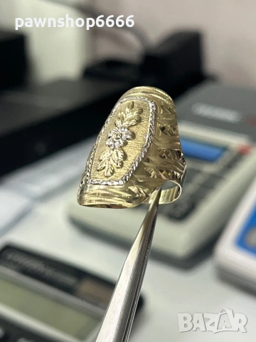 Златен пръстен 14 карата , снимка 6 - Пръстени - 53162062
