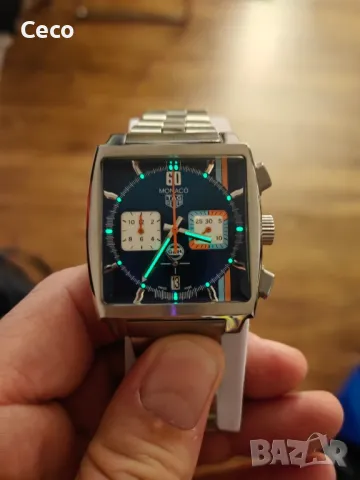 Часовник кварц хронограф Tag Heuer Monaco Steve McQueen , снимка 11 - Мъжки - 47918227