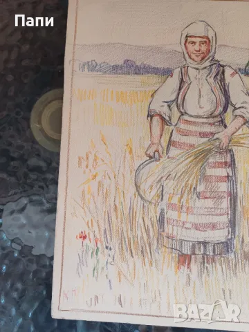 Молив на картон от Коста Петров, снимка 2 - Антикварни и старинни предмети - 49826753