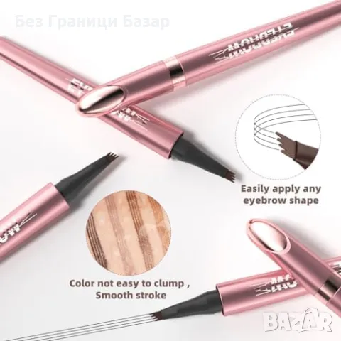 Нов Водоустойчив 3D Молив за Вежди с Микроблейдинг Ефект Дълготраен, снимка 3 - Декоративна козметика - 47421583