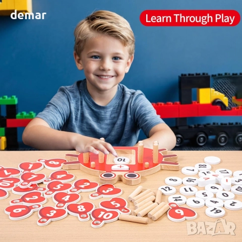 KUKUTrue® Монтесори дървена играчка 3-6 години, играчка за учене по математика, снимка 3 - Образователни игри - 51786089