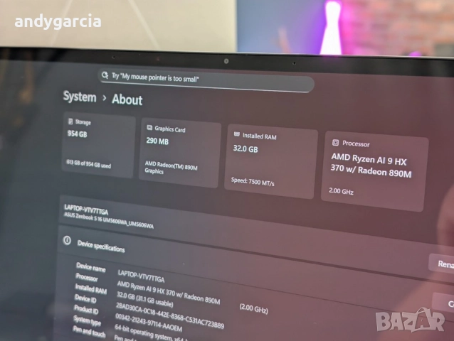 Ryzen AI 9 HX 370/32GB RAM/1TB/16 2.8K 120Hz OLED touch/ASUS Zenbook 16 S 2880x1800 2.8K 120Hz OLED , снимка 14 - Лаптопи за работа - 52882403