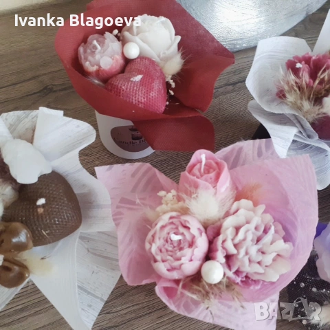 Нежни букетчета от свещи, снимка 14 - Декорация за дома - 53343574