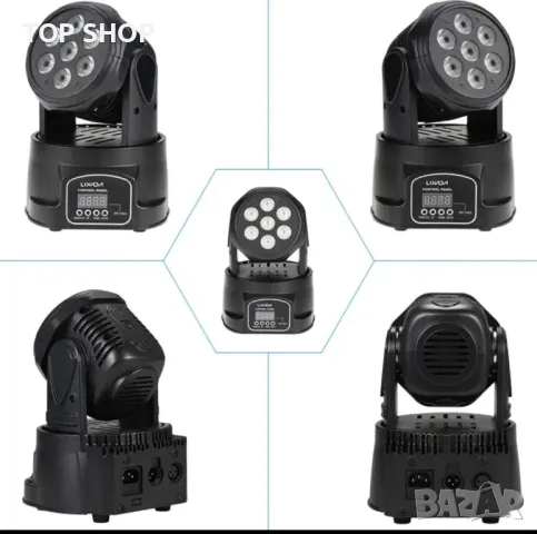 Lixada DMX-512 DJ Led Сценична Парти лампа с въртяща глава RGBW LED Stage Ligfht, снимка 6 - Прожектори - 49092987