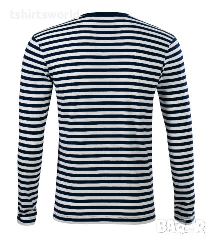Нова мъжка моряшка блуза с дълъг ръкав, тъмносиньo/бяло райе, снимка 3 - Блузи - 40643607